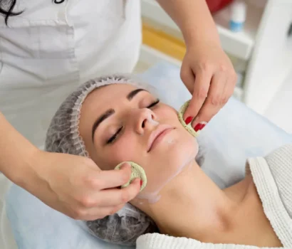 Client receiving a hydrating facial at Zuri Beauty Lounge in Jumeirah, Dubai