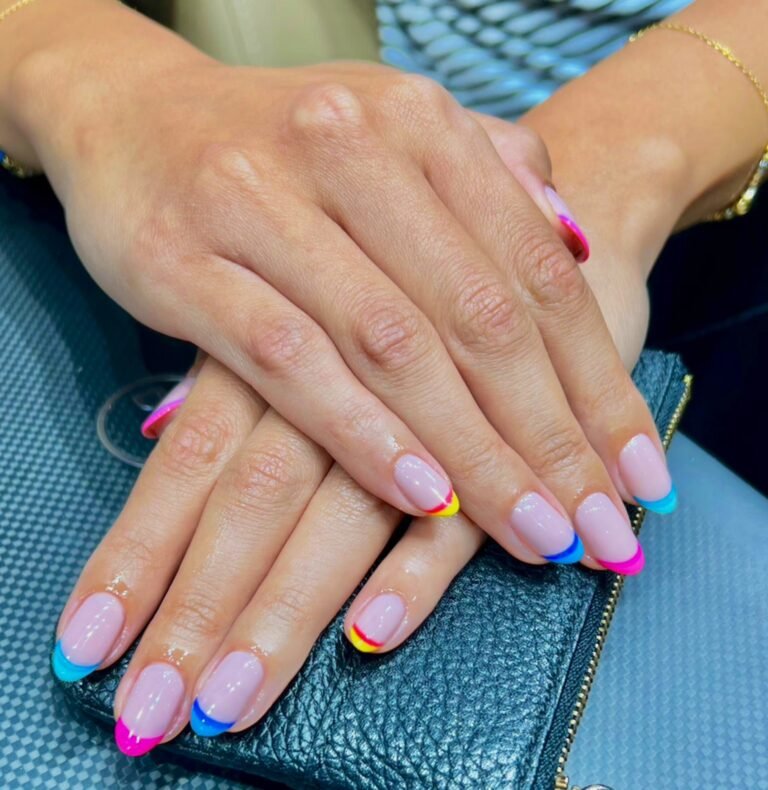Gel nails and French tips at Zuri, a nail salon in Jumeirah 1