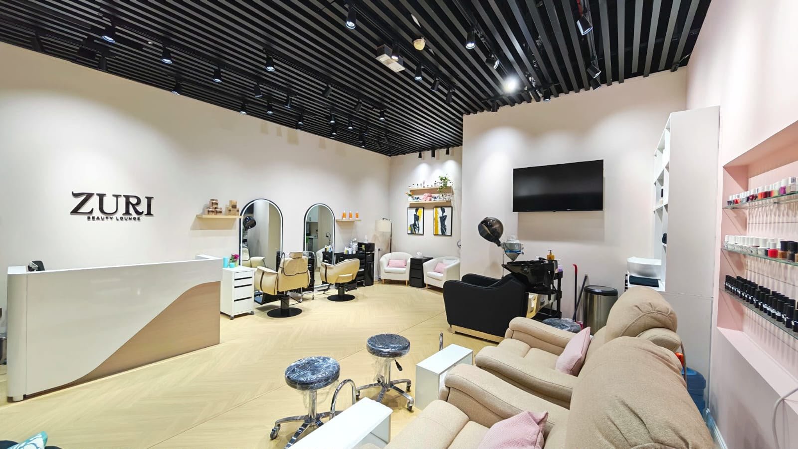 Interior of Zuri Beauty Lounge ladies salon in Jumeirah 1, Dubai