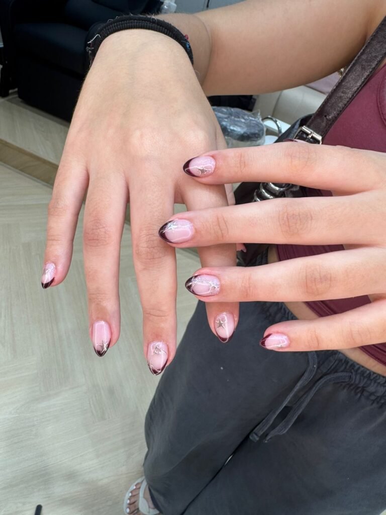 French tip and nail art manicure at Zuri Beauty Lounge, Dubai